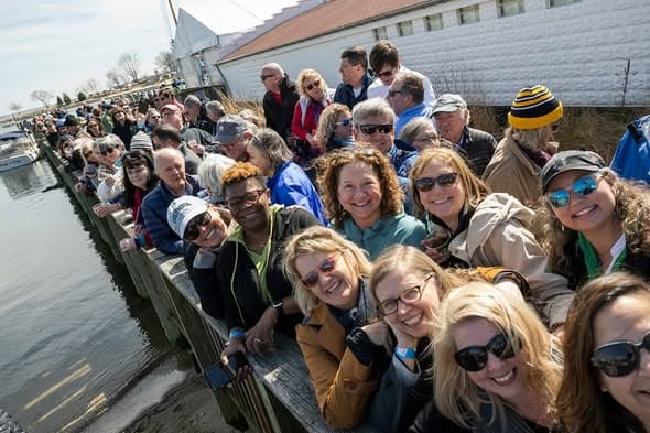 Crowds at the annual Oyster Roast & Sock Burning, a perennial sell-out event